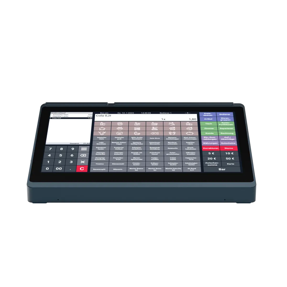 Android touch screen POS terminal, front view